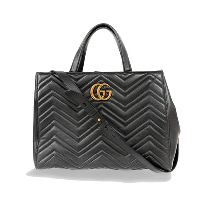 Gucci GG Marmont Matelasse Leather, Black, Leather, Tote Bag