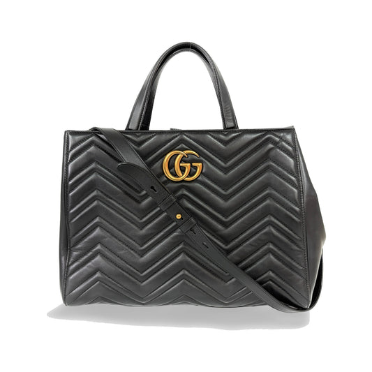 Gucci GG Marmont Matelasse Leather, Black, Leather, Tote Bag