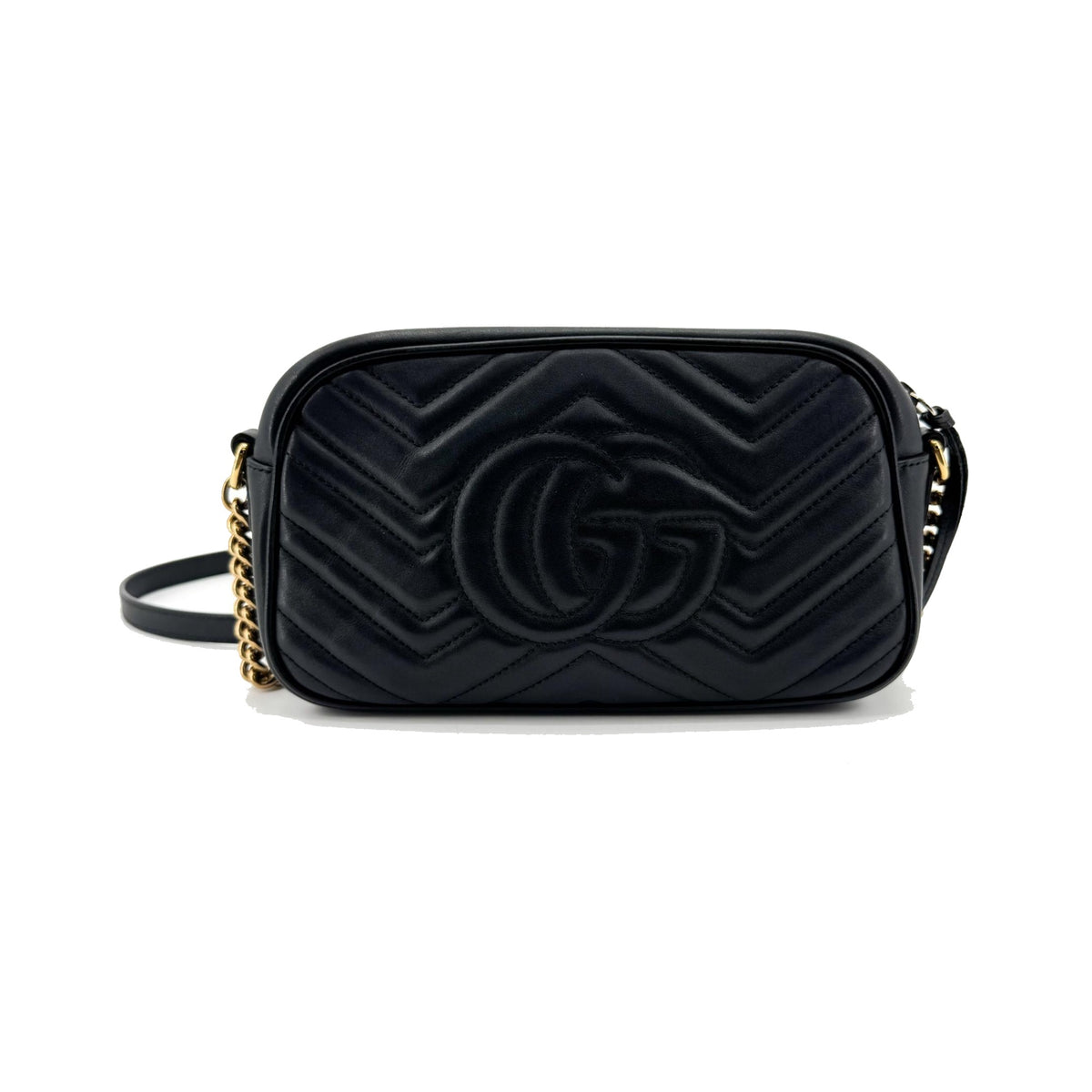 Gucci GG Marmont Matelasse Leather, Black, Leather, Shoulder Bag