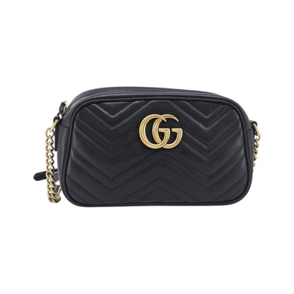 Gucci GG Marmont Matelasse Leather, Black, Leather, Shoulder Bag