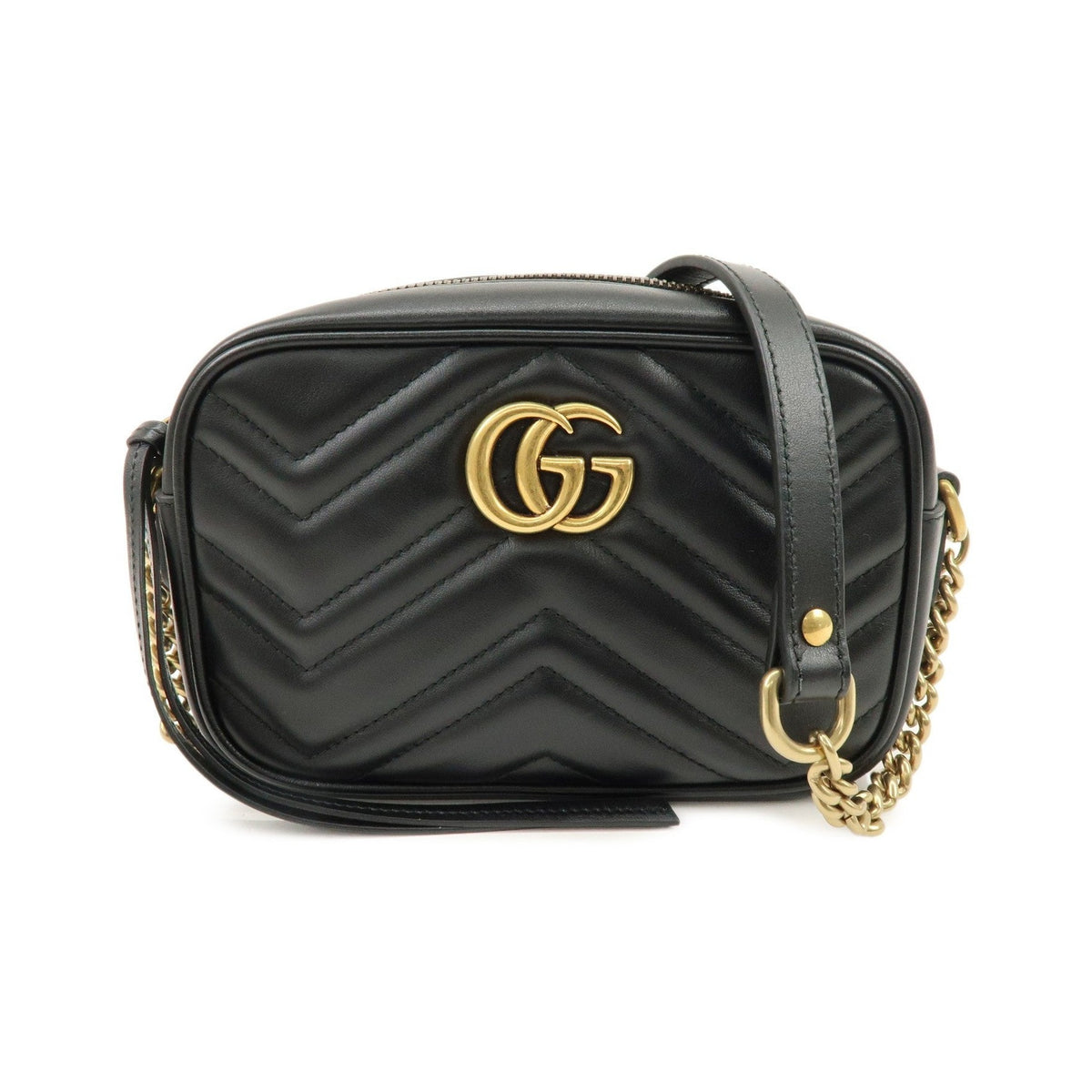 Gucci GG Marmont Matelasse Leather, Black, Leather, Shoulder Bag
