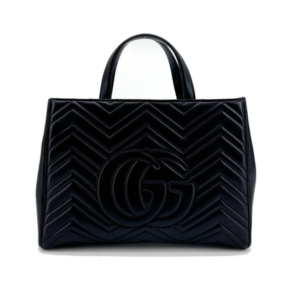 Gucci GG Marmont Matelasse Leather, Black, Leather, Shoulder Bag