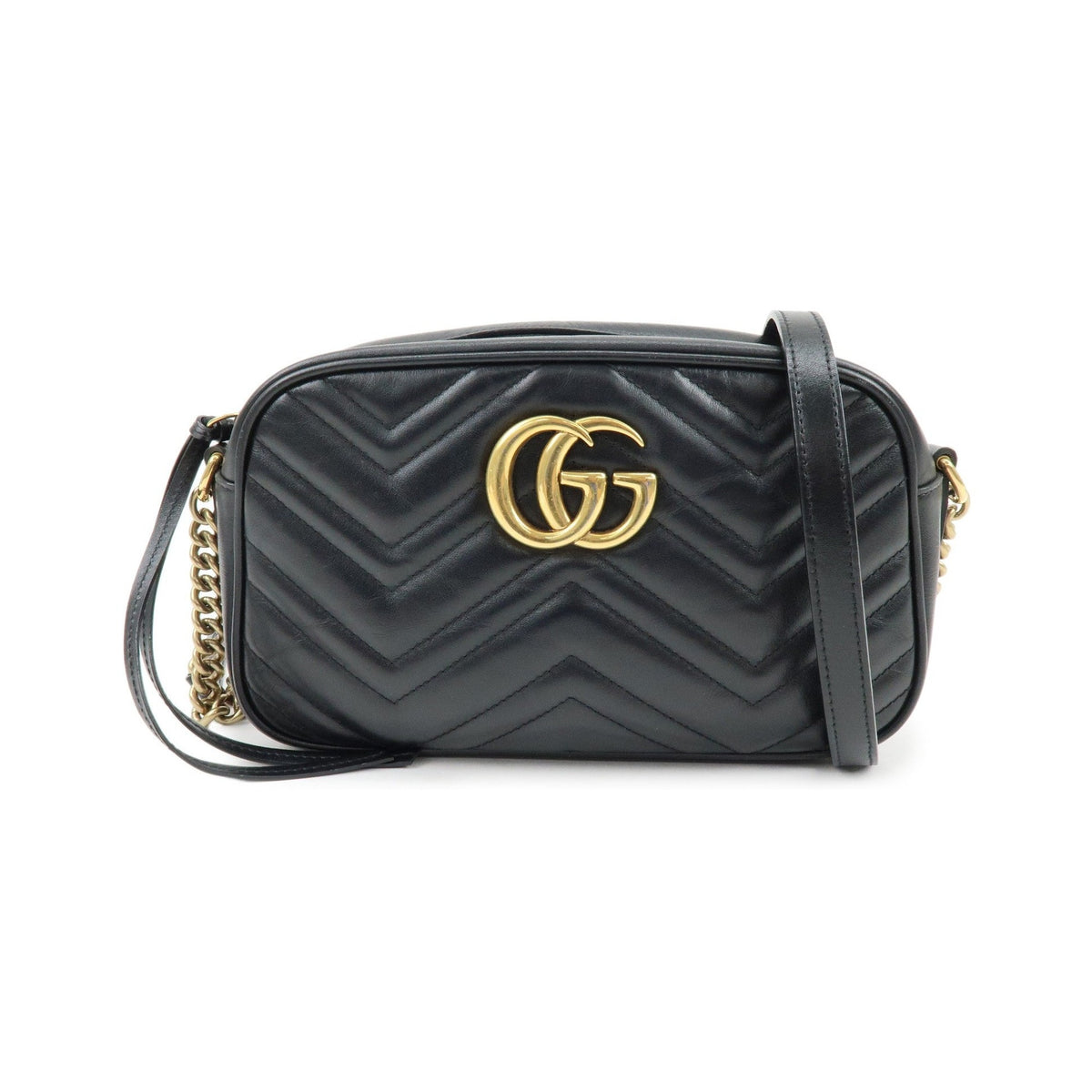 Gucci GG Marmont Matelasse Leather, Black, Leather, Shoulder Bag
