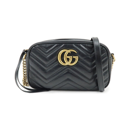 Gucci GG Marmont Matelasse Leather, Black, Leather, Shoulder Bag