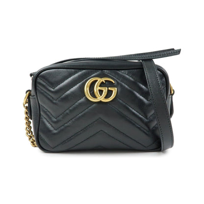 Gucci GG Marmont Matelasse Patent, Black, Leather, Shoulder Bag