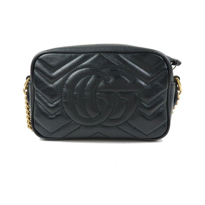 Gucci GG Marmont Matelasse Patent, Black, Leather, Shoulder Bag