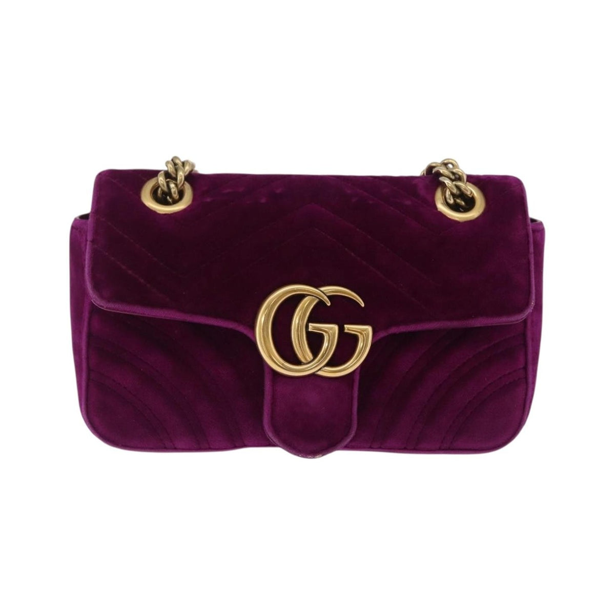 Gucci GG Marmont Matelassé Velvet, Purple, Velvet, Shoulder Bag