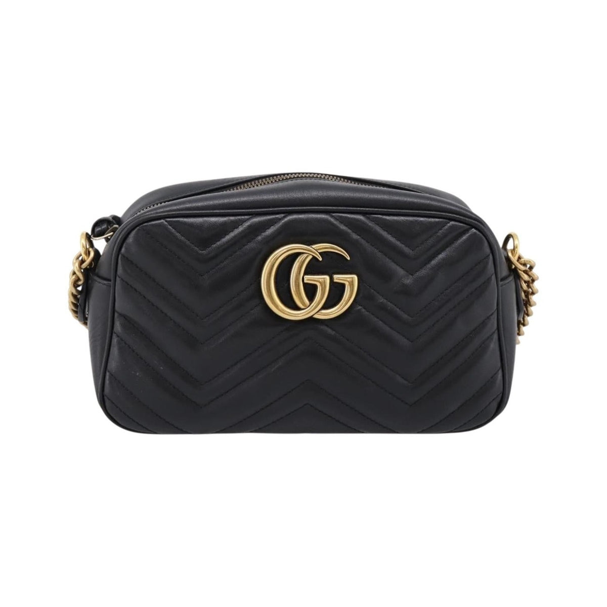 Gucci GG Marmont Monochrome Matelasse Leather, Black, Leather, Shoulder Bag