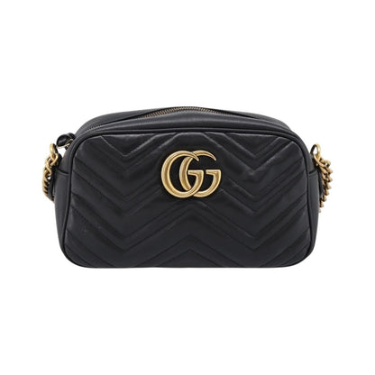 Gucci GG Marmont Monochrome Matelasse Leather, Black, Leather, Shoulder Bag