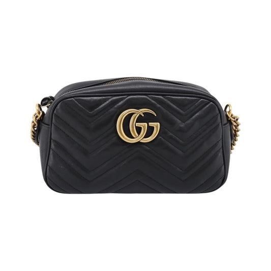 Gucci GG Marmont Monochrome Matelasse Leather, Black, Leather, Shoulder Bag