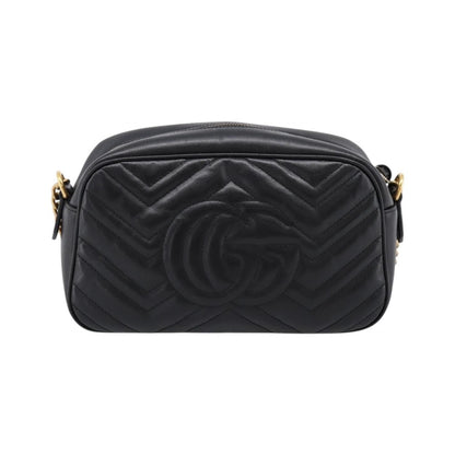 Gucci GG Marmont Monochrome Matelasse Leather, Black, Leather, Shoulder Bag
