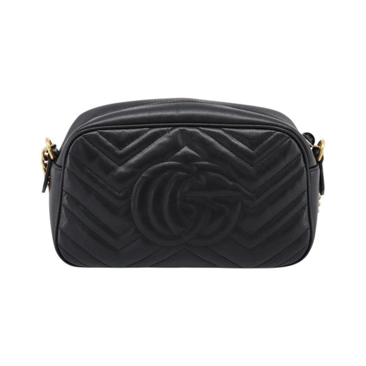 Gucci GG Marmont Monochrome Matelasse Leather, Black, Leather, Shoulder Bag