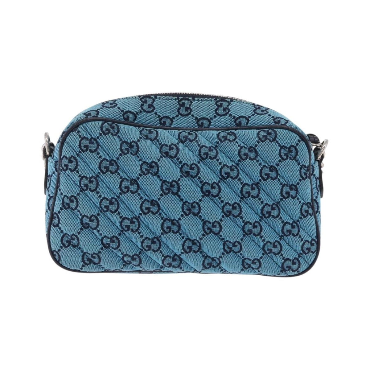 Gucci GG Marmont Multicolor Diagonal Quilted GG Canvas, Blue, Canvas, Shoulder Bag