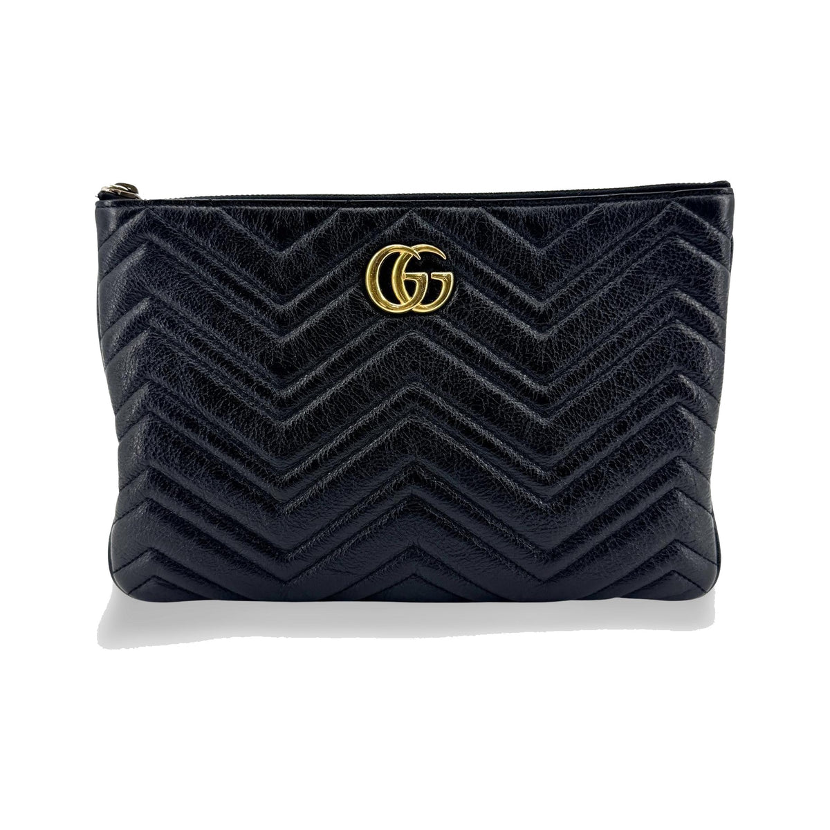 Gucci GG Marmont Pouch Matelasse Leather, Black, Leather, Clutch