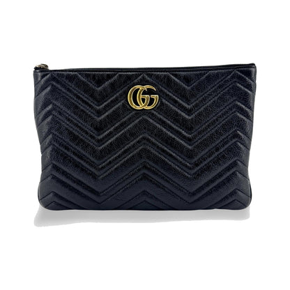Gucci GG Marmont Pouch Matelasse Leather, Black, Leather, Clutch