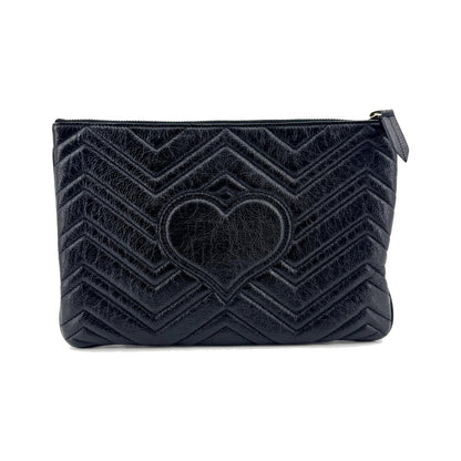 Gucci GG Marmont Pouch Matelasse Leather, Black, Leather, Clutch