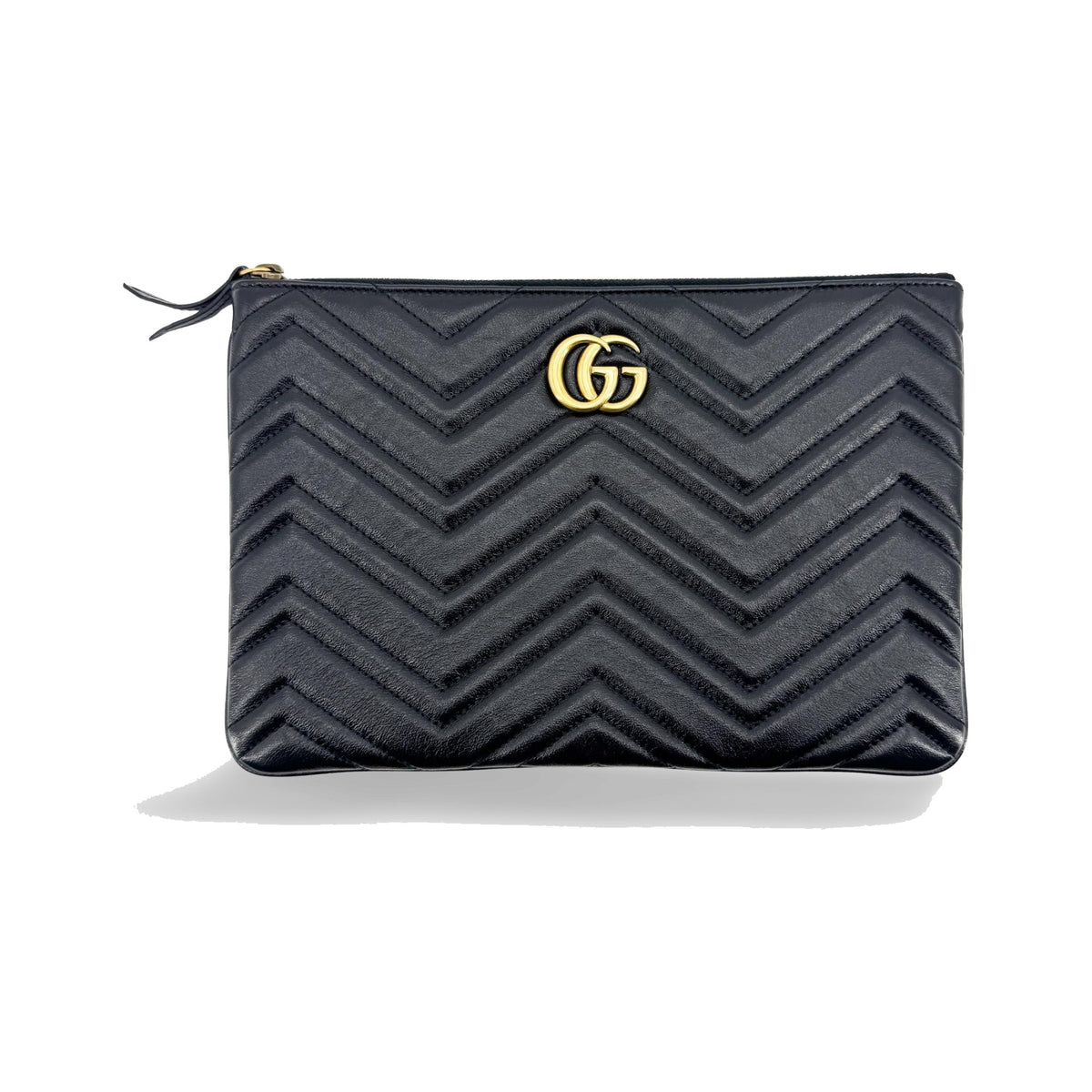 Gucci GG Marmont Pouch Matelasse Leather, Black, Leather, Clutch