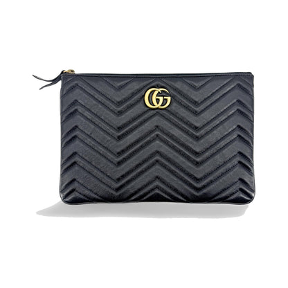 Gucci GG Marmont Pouch Matelasse Leather, Black, Leather, Clutch