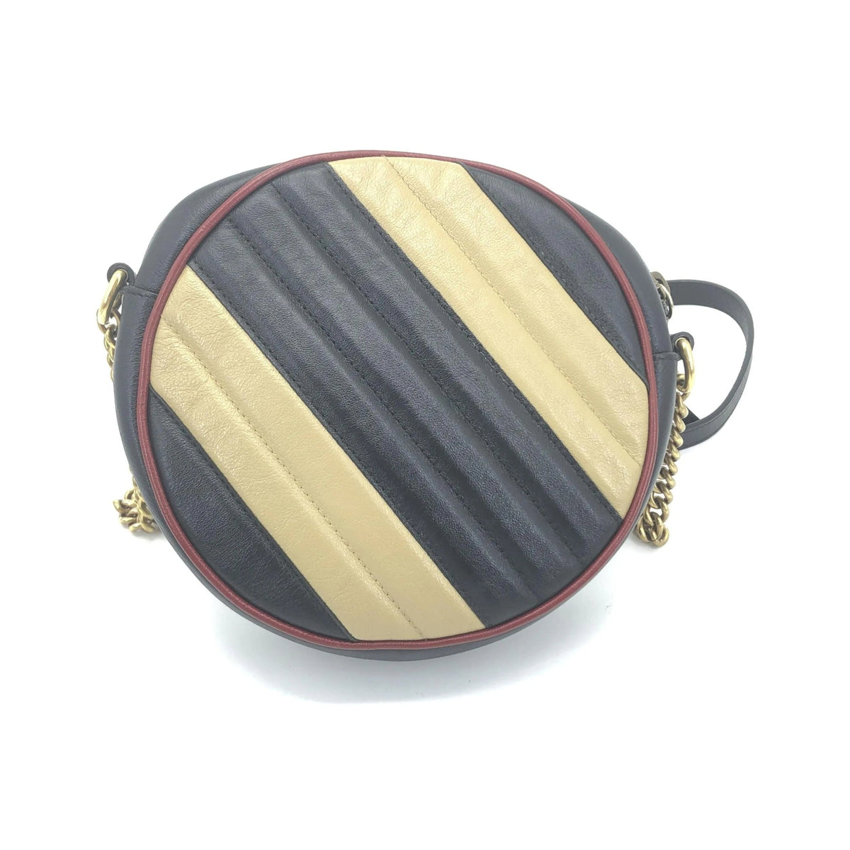 Gucci GG Marmont Round Diagonal Quilted Leather, Black, Leather, Shoulder Bag