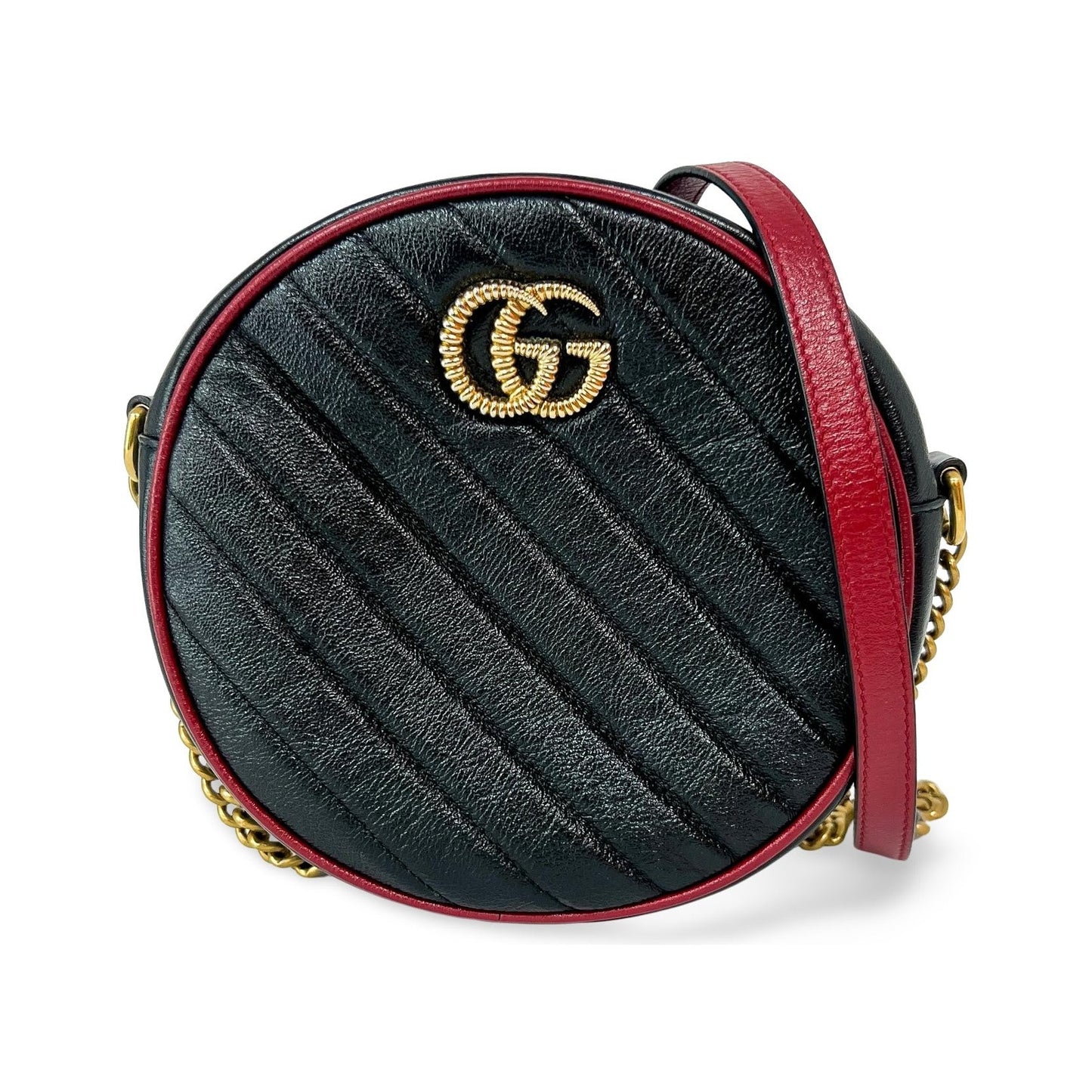 Gucci GG Marmont Round Matelasse Leather, Multicolour, Calfskin, Shoulder Bag