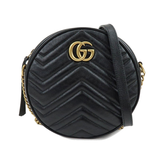 Gucci GG Marmont Round Matelasse Leather, Black, Leather, Shoulder Bag