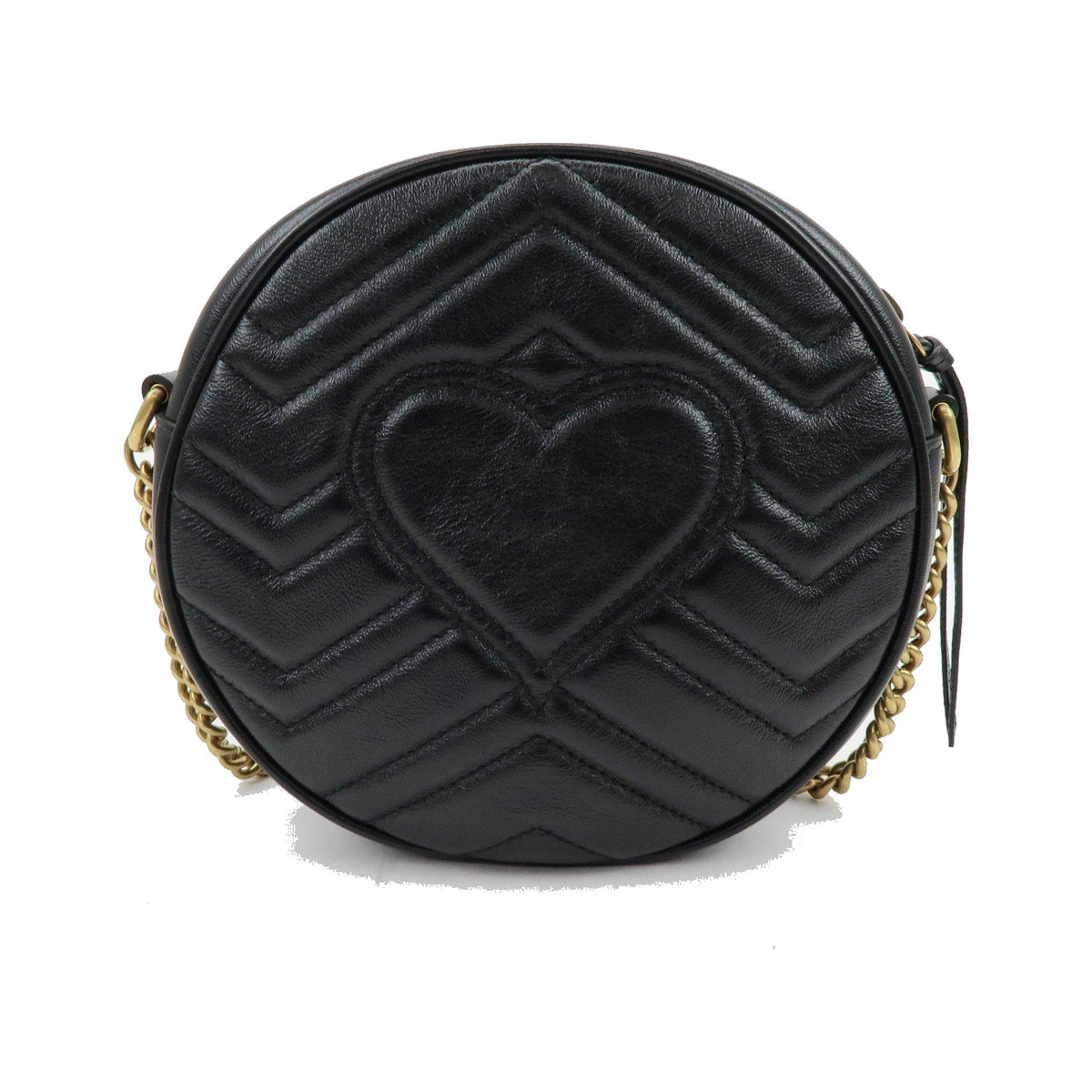 Gucci GG Marmont Round Matelasse Leather, Black, Leather, Shoulder Bag