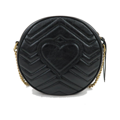 Gucci GG Marmont Round Matelasse Leather, Black, Leather, Shoulder Bag