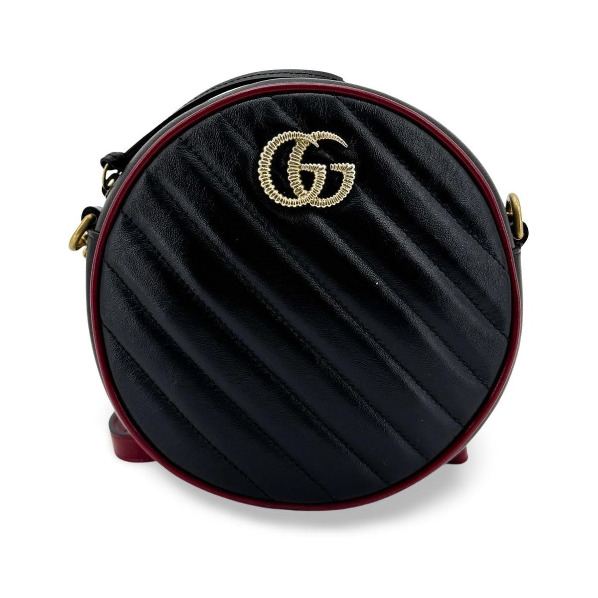 Gucci GG Marmont Round Matelasse Leather, Black, Leather, Shoulder Bag