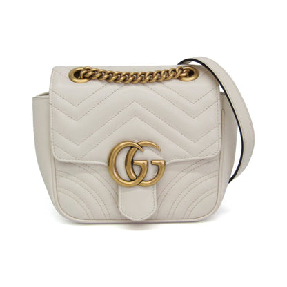 Gucci GG Marmont Square Flap Matelasse Leather, White, Leather, Shoulder Bag