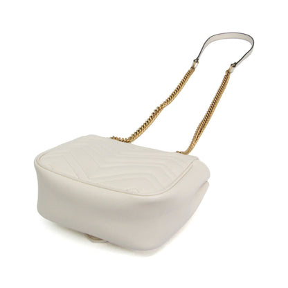 Gucci GG Marmont Square Flap Matelasse Leather, White, Leather, Shoulder Bag