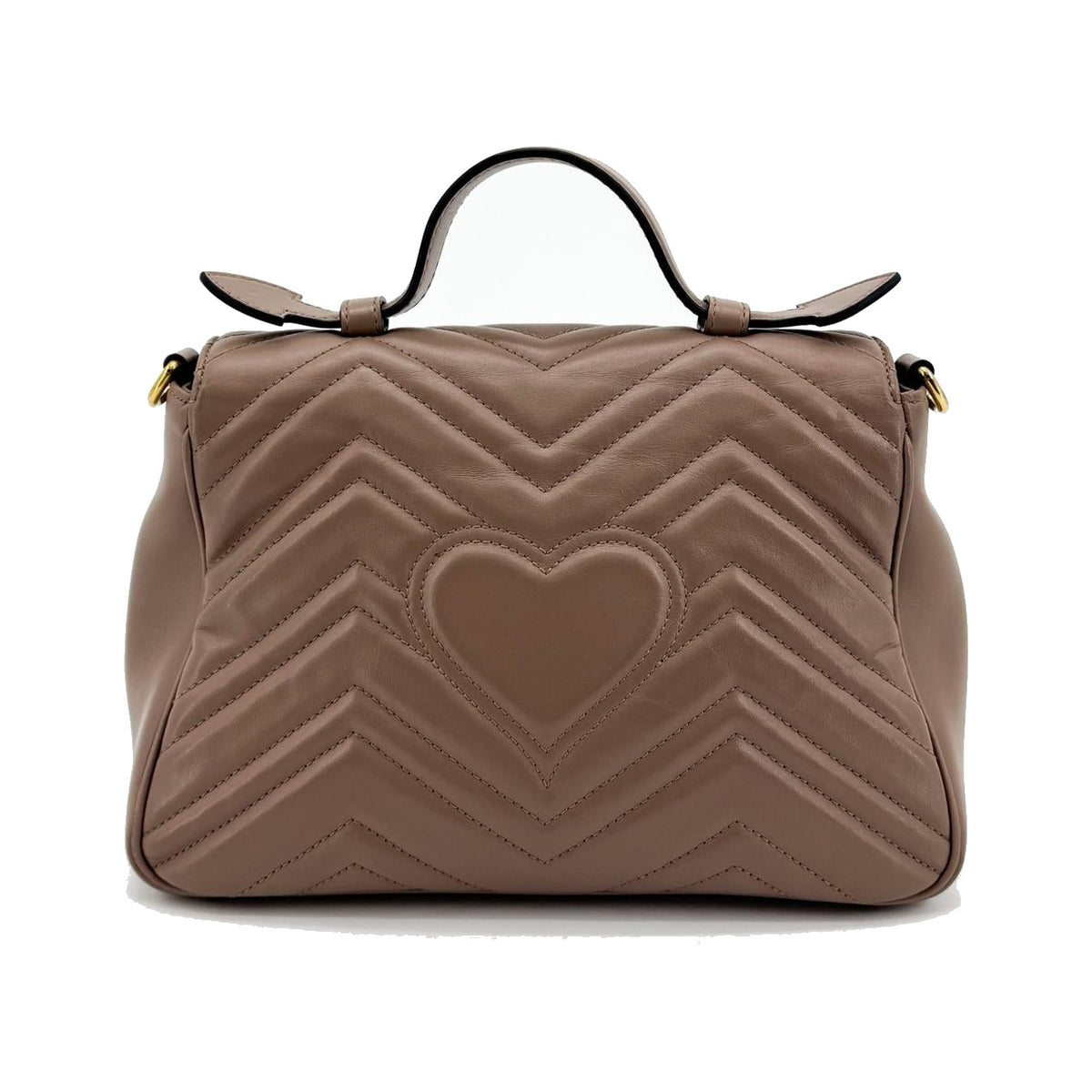 Gucci GG Marmont Top Handle Flap Matelasse Leather, Brown, Leather, Handbag