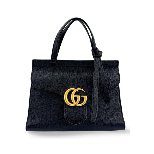Gucci GG Marmont Top Handle Leather, Black, Leather, Handbag
