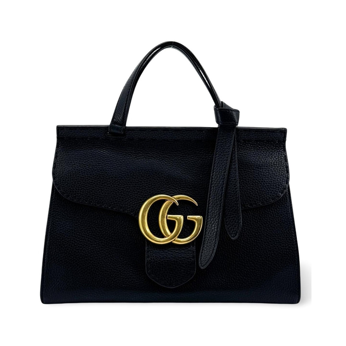 Gucci GG Marmont Top Handle Leather, Black, Leather, Handbag