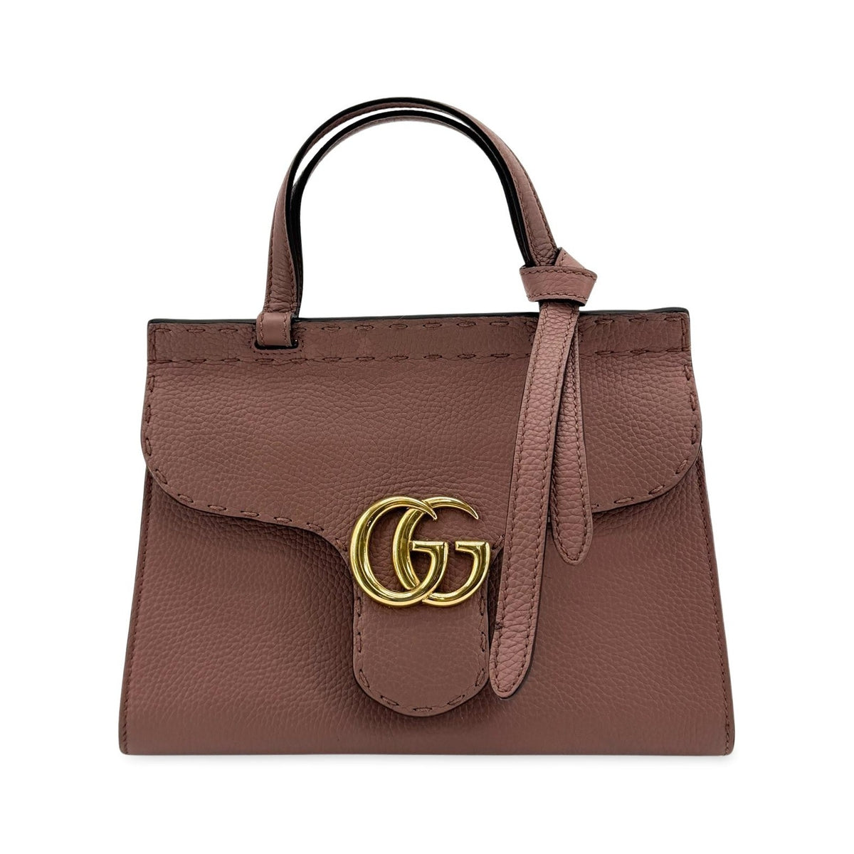 Gucci GG Marmont Top Handle Leather, Pink, Leather, Handbag
