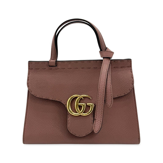 Gucci GG Marmont Top Handle Leather, Pink, Leather, Handbag