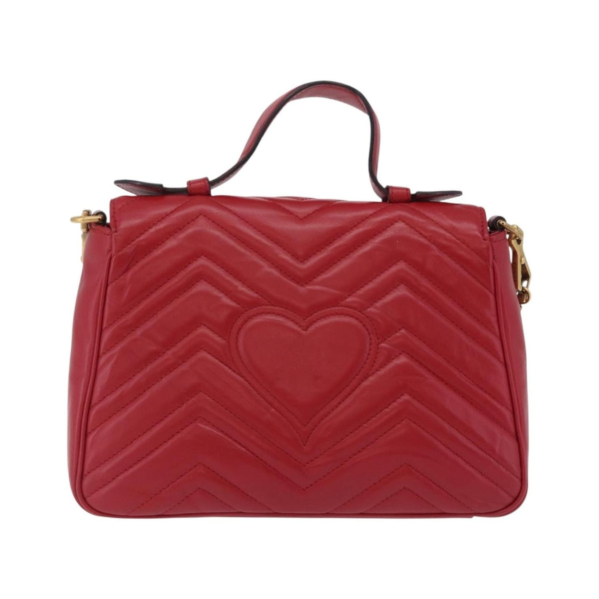 Gucci GG Marmont Top Handle Matelasse Leather, Red, Leather, Handbag