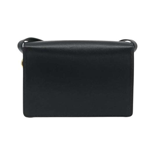 Gucci GG Ring Leather, Black, Leather, Shoulder Bag