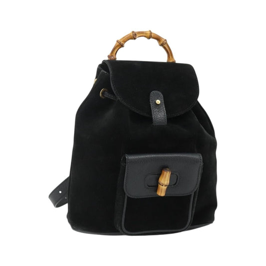 Gucci Gucci bamboo daim, Black, Suede, Backpack