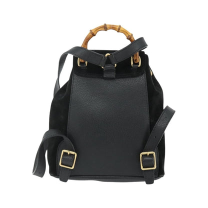 Gucci Gucci bamboo daim, Black, Suede, Backpack