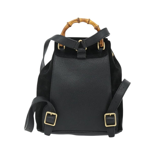 Gucci Gucci bamboo daim, Black, Suede, Backpack