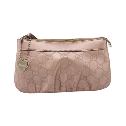 Gucci Heart Wristlet Guccissima Leather, Pink, Leather, Clutch