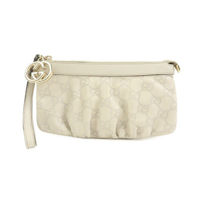 Gucci Heart Wristlet Guccissima Leather, Beige, Leather, Clutch