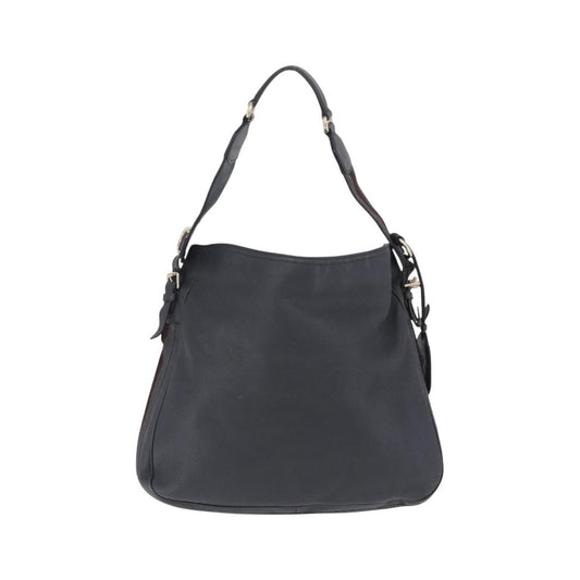 Gucci Heritage Web Hobo Leather, Gray, Leather, Shoulder Bag