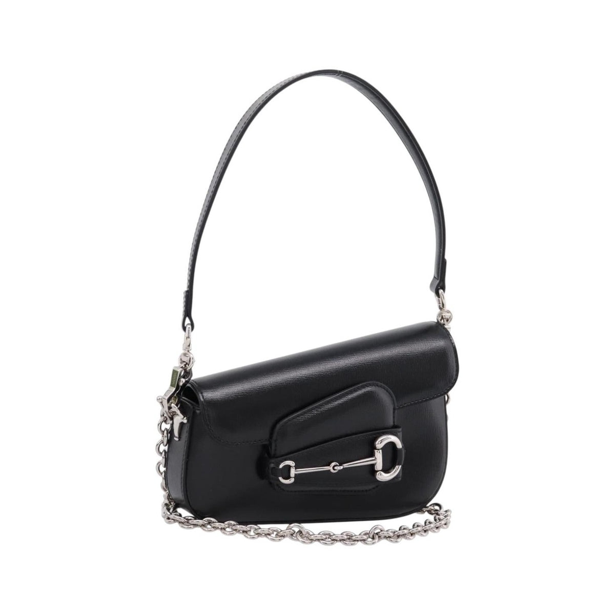 Gucci Horsebit 1955 Asymmetric Leather, Black, Leather, Shoulder Bag