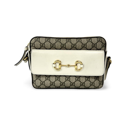 Gucci Horsebit 1955 Flap Pocket Camera GG Coated Canvas and Leather, Beige, Canvas, Shoulder Bag