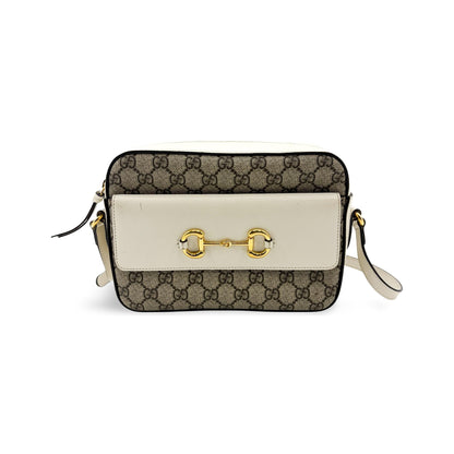 Gucci Horsebit 1955 Flap Pocket Camera GG Coated Canvas and Leather, Beige, Canvas, Shoulder Bag