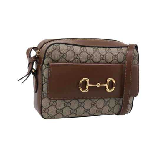 Gucci Horsebit 1955 Flap Pocket Camera GG Coated Canvas and Leather, Beige, Canvas, Shoulder Bag