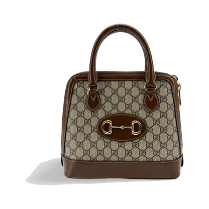 Gucci Horsebit 1955 GG Canvas with Leather, Brown, Canvas, Tote Bag
