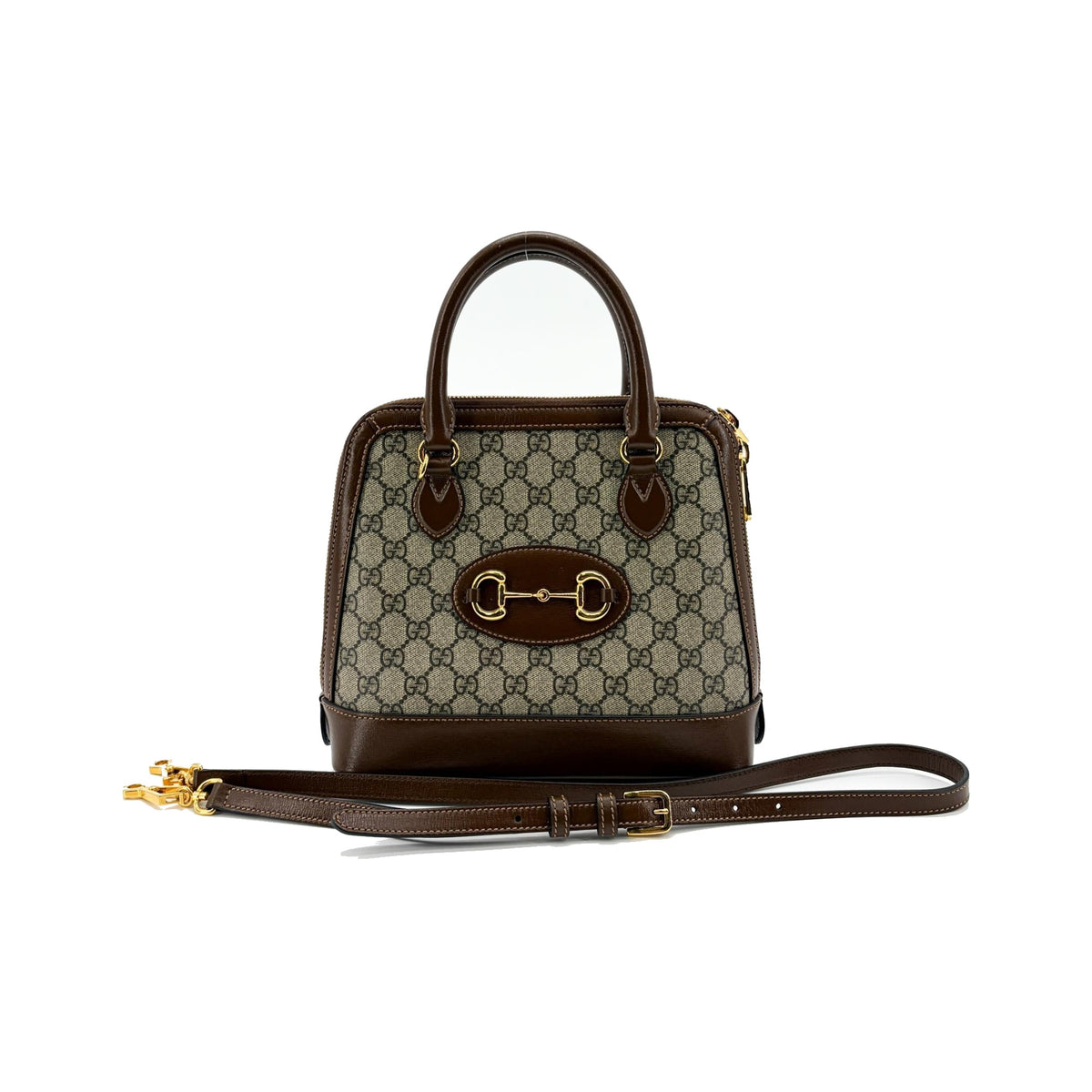 Gucci Horsebit 1955 GG Canvas with Leather, Brown, Canvas, Tote Bag