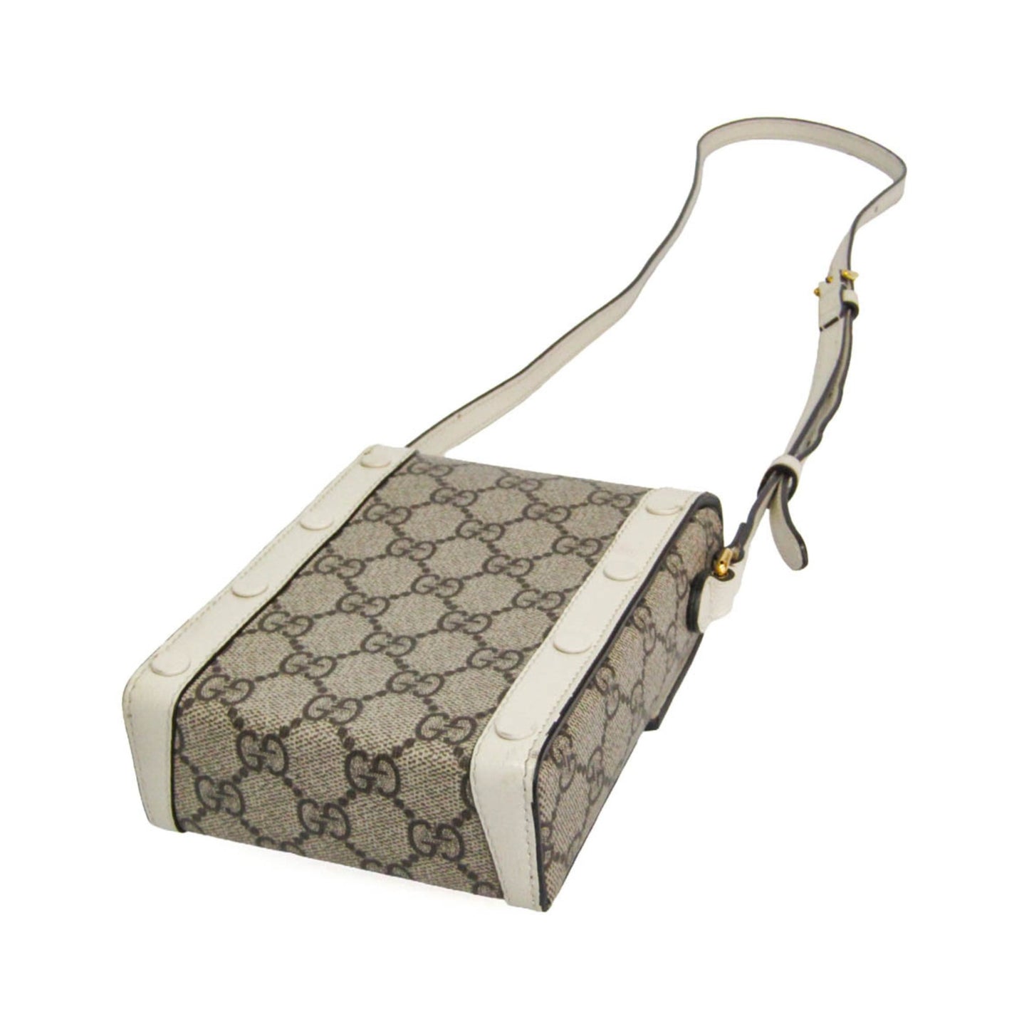 Gucci Horsebit 1955 GG Coated Canvas with Leather, Beige, Canvas, Crossbody Bag